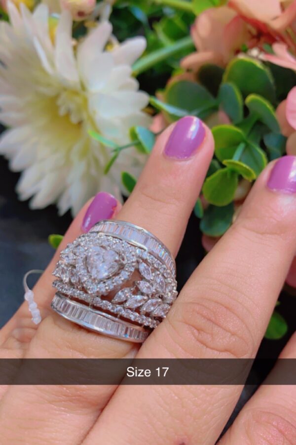 TRIANGLE SILVER PLATED MADE WITH ZIRCONIA RING