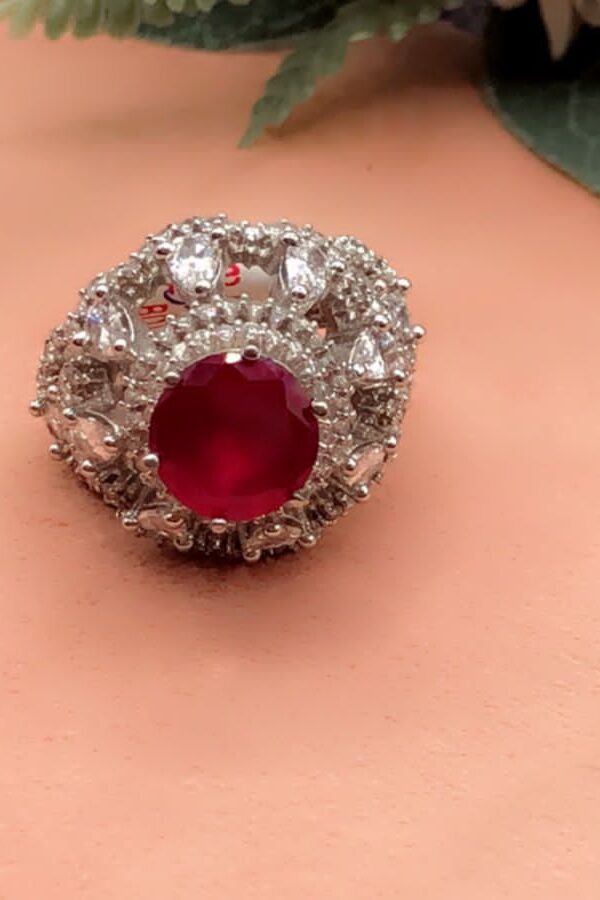 RUBY STONE MADE WITH SILVER PLATED RING