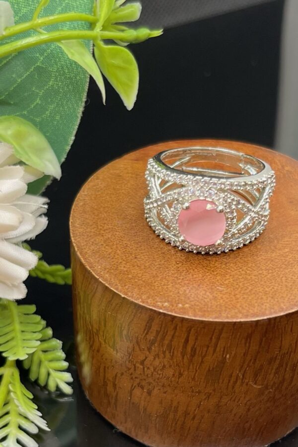 SILVER PLATED MADE WITH AD PINK RINGS