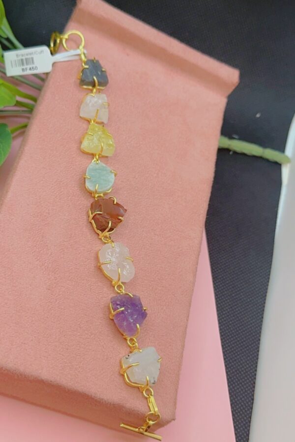 MULTICOLOR STONES MADE WITH GOLD PLATED BRACELET