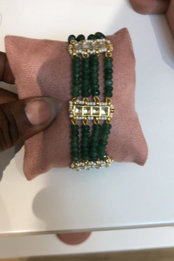 KUNDAN POLKI BRACELET MADE WITH GREEN BEADS