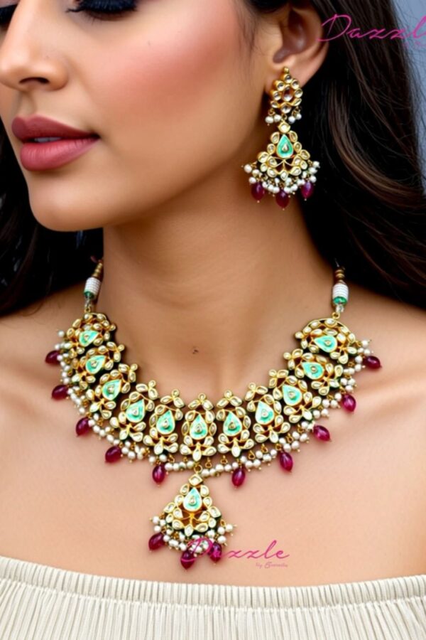 Premium Kundan setting with intricate enamel artistry
