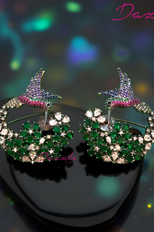 Sparkling green zirconia studs crafted with durable alloy.