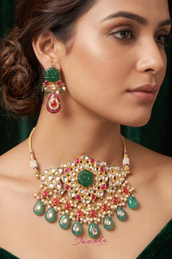 Ahmedabadi Panchi Kundan Necklace Set