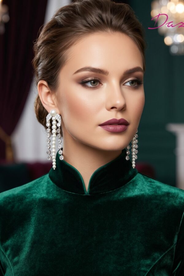 Dazzlebysonia Signature Silver Long Earrings