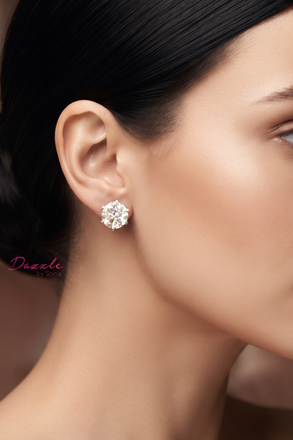 Elegant Silver Solitaire Stud Earrings